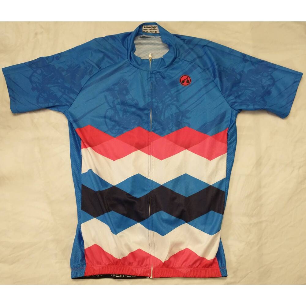 Weimostar Zip Up Cycling Shirt. Men's XL. Blue Multi Color.